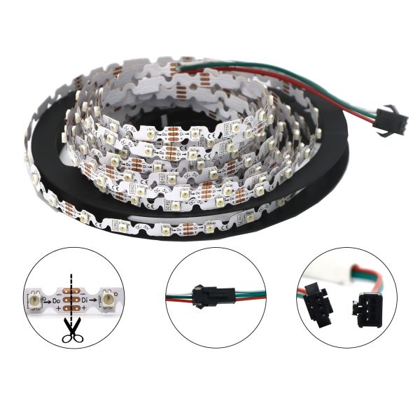 S Shape 6mm Width Flexible LED Strip Lights SMD 3528 Built In IC P923F WS2811 RGB