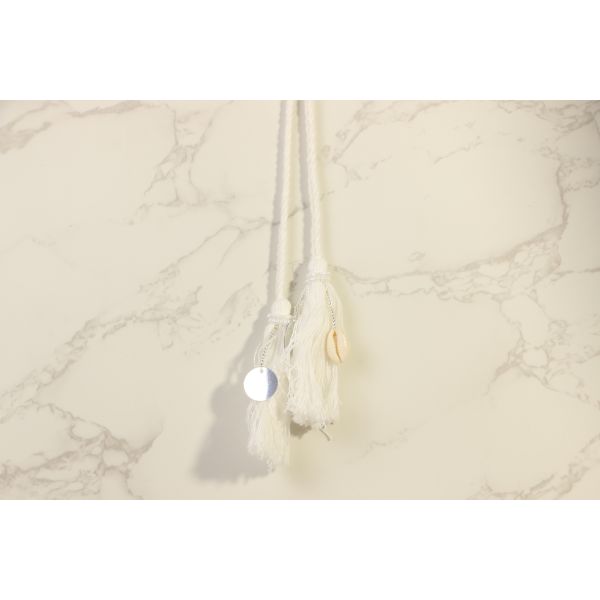 Non Stretch Drawstring Decorated With Beads And Shell Ornament