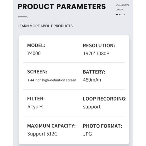 Y4000 Mini Camera With Flash Lamp Portable Video Recorder DV 1080P With LCD Screen