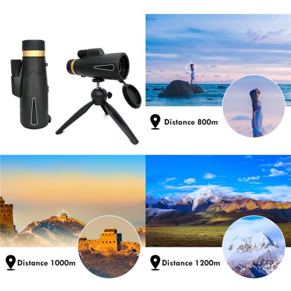 Bak4 Prism 12x50 40x60 Long Distance Monocular Telescope , Zoom Monocular