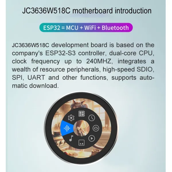 1.8 Inch Super Thin HMI Display Module with ST77916 Driver Wide Viewing Angle