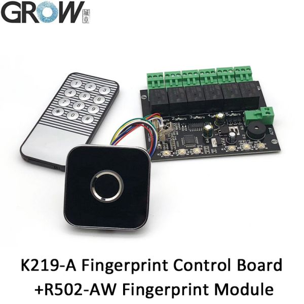 GROW K219-A+R502-AW Fingerprint Infrared Remote Control Board For Door Access Control Programmable Time Relay Output