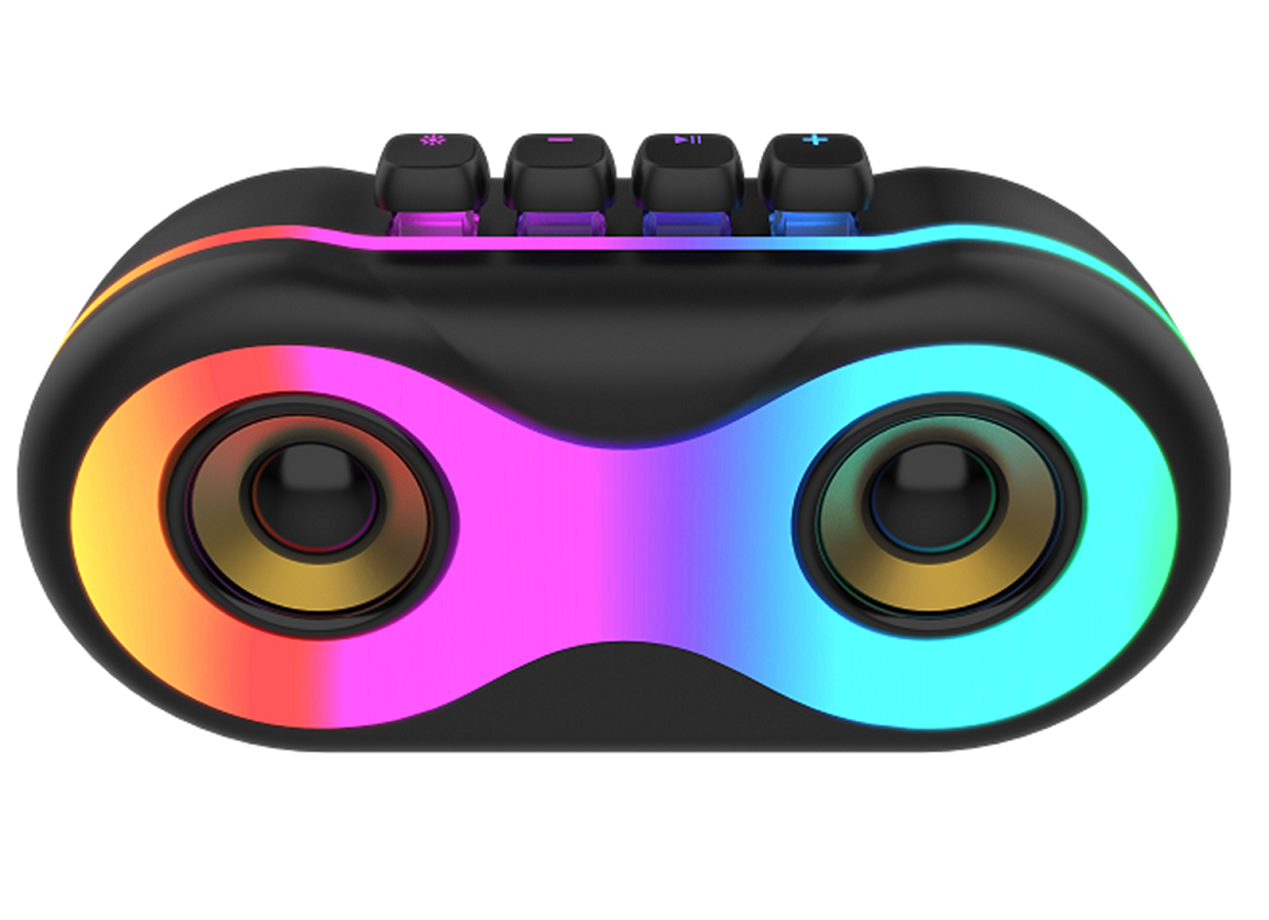 ETEK Bluetooth 5.3 speaker with RGB Light, dual 52mm driver speaker with 16W stereo,TYPE-C charging ,1800mAh battery