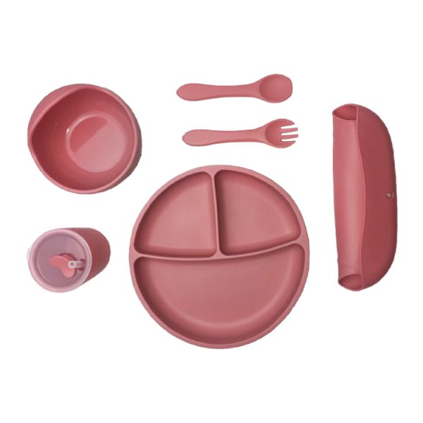 Eco Friendly Silicone Baby Feeding Plate BPA Free Infant Kids Suction Dinner Set