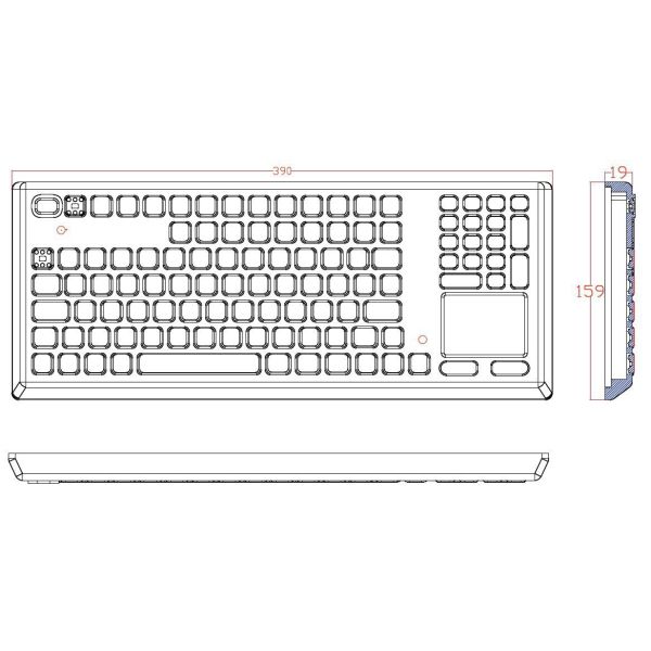 Washable desktop illuminated silicone rubber industrial keyboard with touchpad