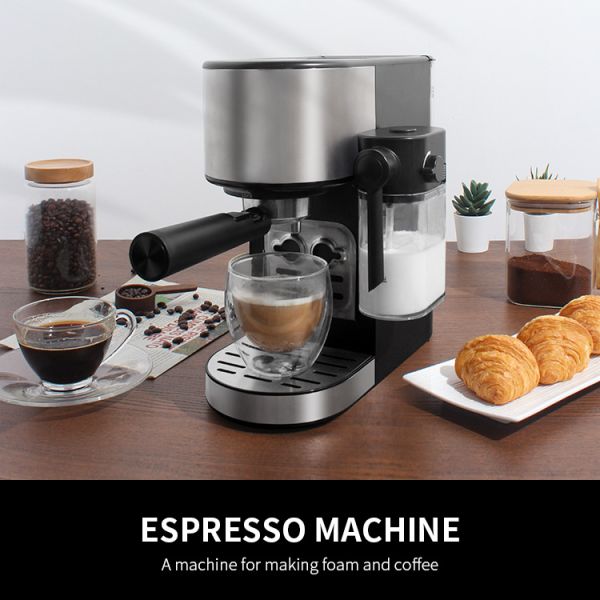 1450W Cappuccino Espresso Maker 240V 15 Bar Steam Compact Latte Machine