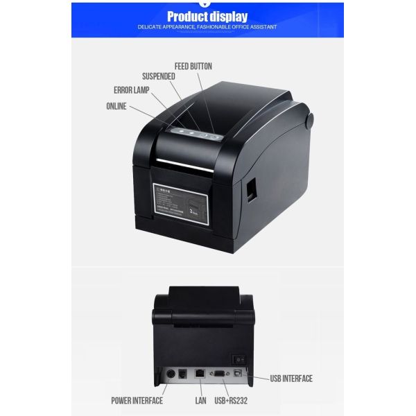 76mm Print Width 152mm/S handheld Label Barcode Printer 2.5 Inch Auto Detection