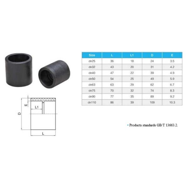 PE100 DN25-DN110 PN16 Direct Socket Underground Poly Pipe