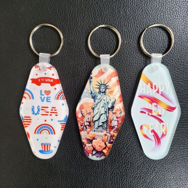 Single Sided Printing Sublimation Motel Keychain Acrylic Sublimation Keychain Blanks DIY