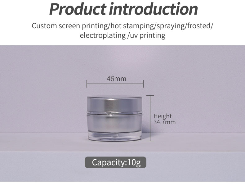 Customer's Logo Luxury 10g Round PS Silver Empty Clear Plastic Packaging Cosmetic Cream Jar for Lip Balm
