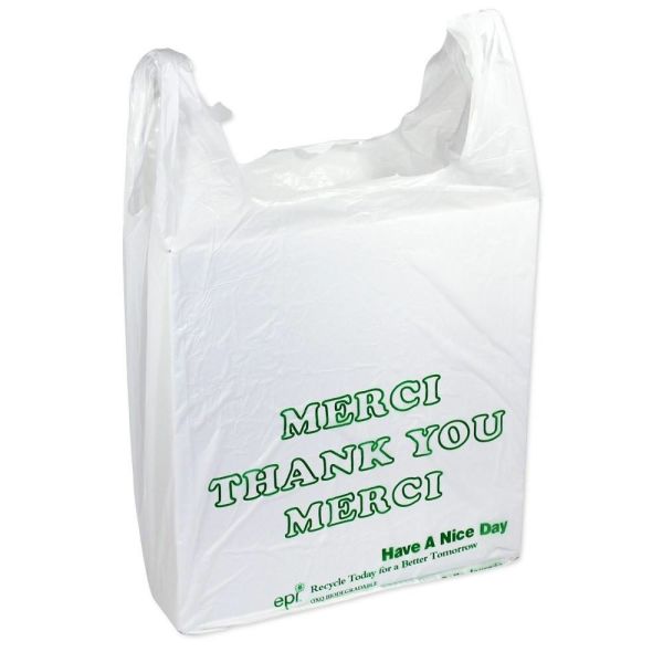 White Color Small T Shirt Bags , Plastic T Shirt Grocery Bags 10 - 25MIC Thickness