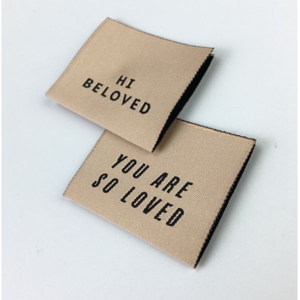 Sew on Woven Fabric Labels Custom Logo Washable Damask Neck Tags