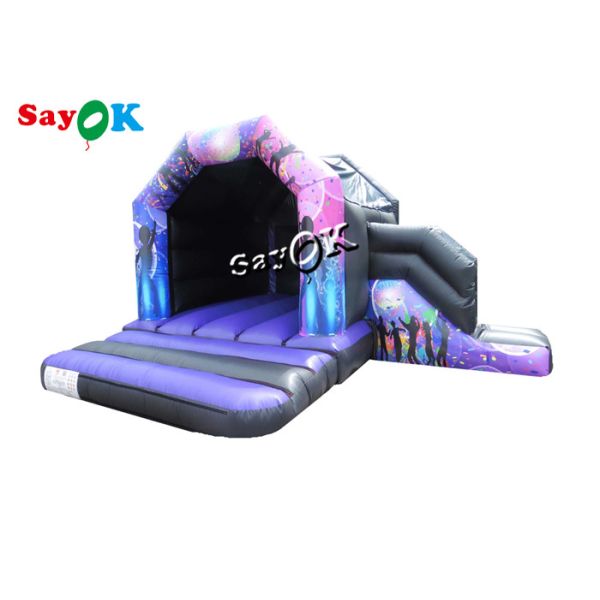 15x18ft Inflatable Disco Dome Bounce House With Slide Digital Printed