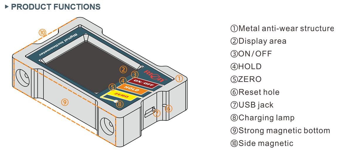 DMI420 3.7V Lithium Battery MEMS Inclinometer, 2-Axis Angle Monitor