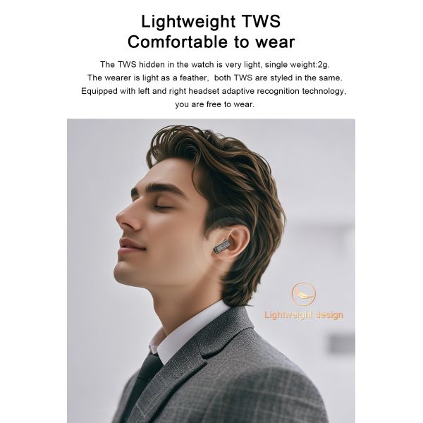 TWS 2-in-1 Bluetooth Earphones and 2.02''TFT Square Screen Bluetooth Call Smart Watch with 400911 Battery Capacity 3.7V/25MAH