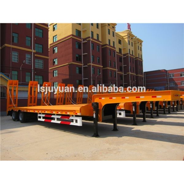 60T Max Payload Steel 2 Axles Lowboy Flatbed Semi Trailer for Long Distance Transport