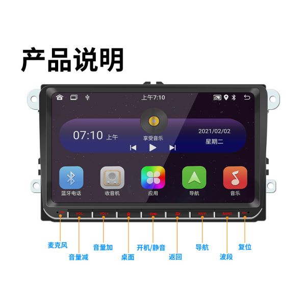 Creatall New 9-Inch for Volkswagen Car Head Unit for Bluetooth MP5 Player Android System GPS Navigation CarPlay Integrated