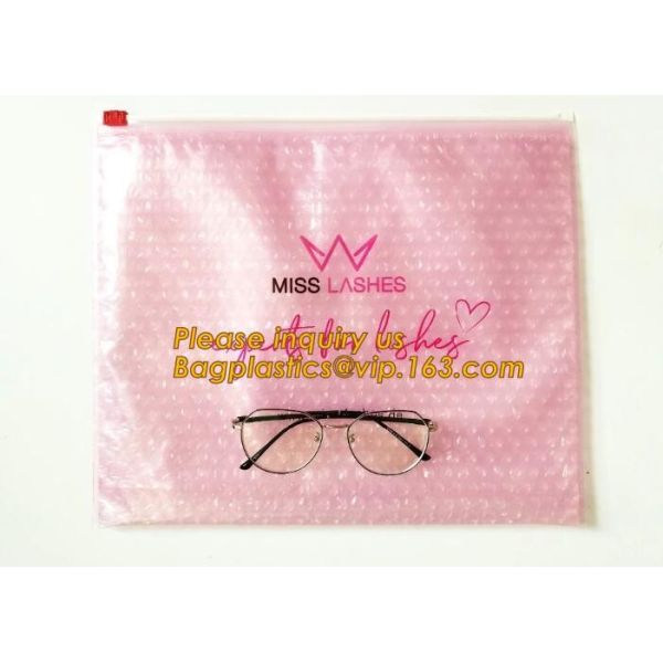 Cosmetic Pink Slider Padded Bag/Silver Zip lockkk Bag With Bubble,Padded Envelopes Cheap Aluminium Foil Zip lockkk Holographic