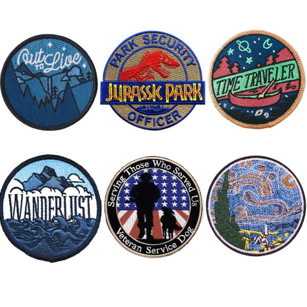 Iron - On Sewing Embroidered Flag Patches Laser Cut Merrow Edge With Backing