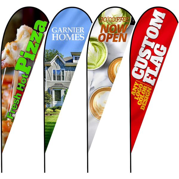 UV Printing Promotional Feather Flags Polyester Fabric Flag Pole Advertising Banners