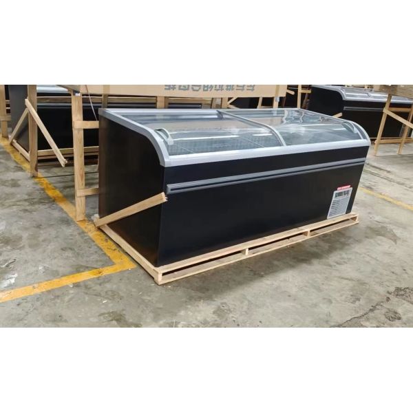 Black Commercial Display Freezer Static Cooling System Shelf Adjustable