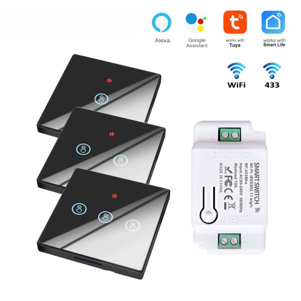 SIXWGH Tuya Wifi Connected Light Switch Home Automation Touch Wall Switch Controller