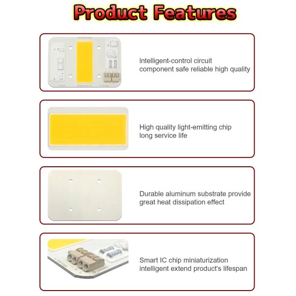 100W High Power LED COB Chip Aluminum Material AC85-265V Input Voltage