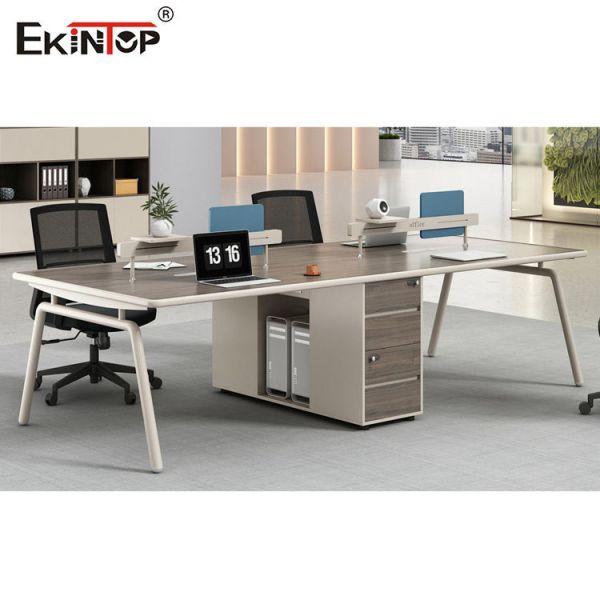 Wooden Cubicle Office Workstation Two Color Seamless Stitching OEM