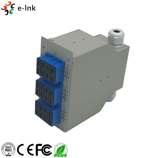 24 Ports Fiber Optic Patch Panel Industrial DIN - Rail With SC/PC SM Duplex Adapters