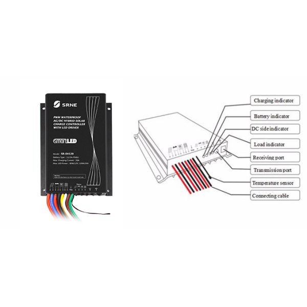 Outdoor Dimming AC DC Hybrid Solar Charge Controller 12v 24v 15A 280g Weight