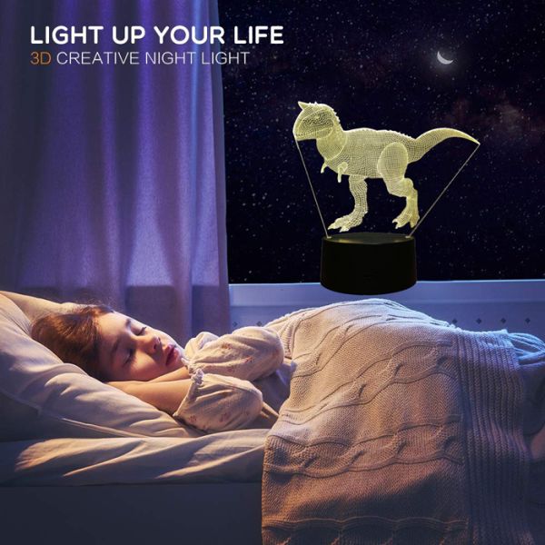 High End 3d Led Desk Lamp / 4.5-5V 3D Dinosaur Lamp For Kids 7 Colors