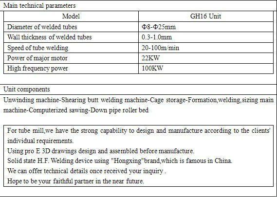 GH16 High Frequency Square Tube Machine