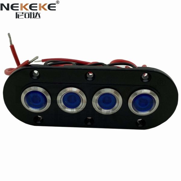 Marine switch panel with illuminated buttons and stainless steel cover