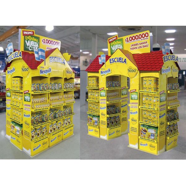 Cardboard Retail Shipper Display 1 Tier With Round Hole Divider