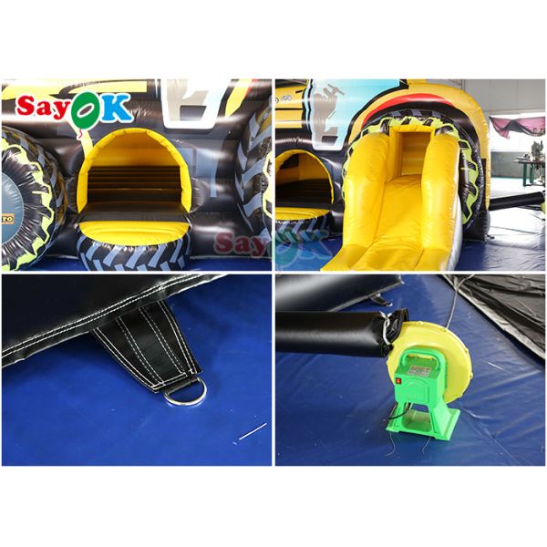 Digital Printing Inflatable Tractor Bounce House With Ball Pit Pool Blow Up Bouncer