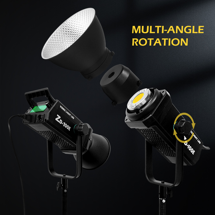 ZD-100E 100W LED Cob Photography Light Stage Flashing Light Bi Color 2700-7500k Cob Led Spotlight for Streaming Film Lighting