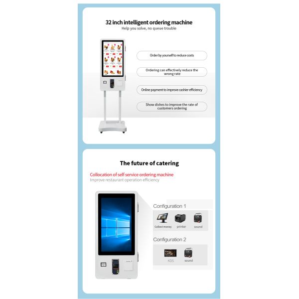 Restaurant Self Service LCD Capacitive Touch Screen Kiosk 1920x1080