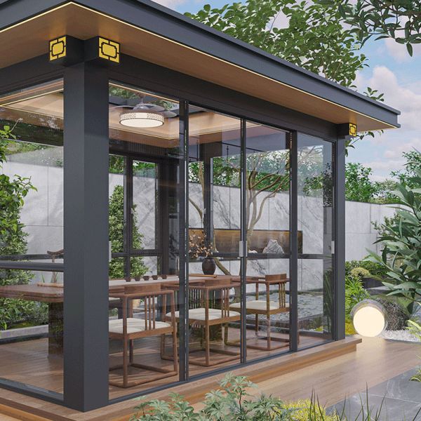 Metal Type Aluminium Alloy Louver Turning Sunroom Gazebo for Courtyard and Garden Sun Protection