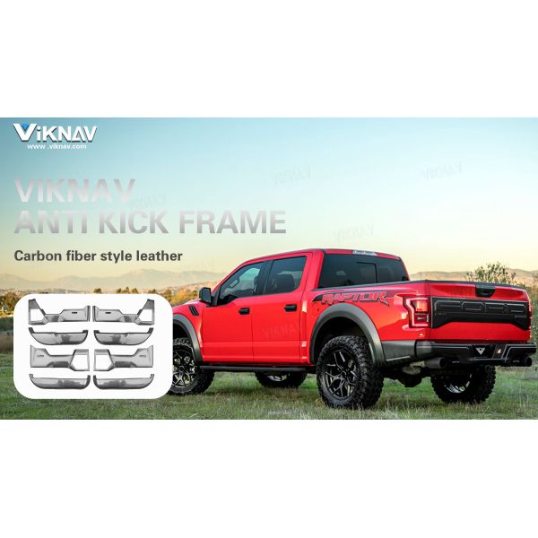Viknav Car Door Anti Kick Pad for Ford F-150 F150 2015-2020 Accessories Carbon Fiber Style Leather