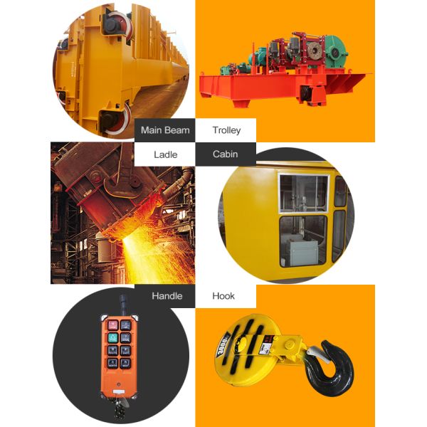 30T QDY Type Metallurgical Bridge Overhead Crane Motor Drive IP54 Protection Grade