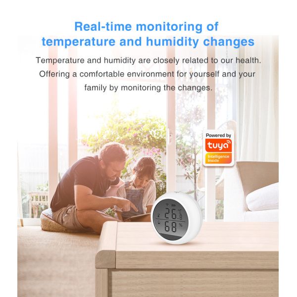 Tuya Smart Digital Wifi Temperature And Humidity Sensor LCD Screen With Alexa Google Home