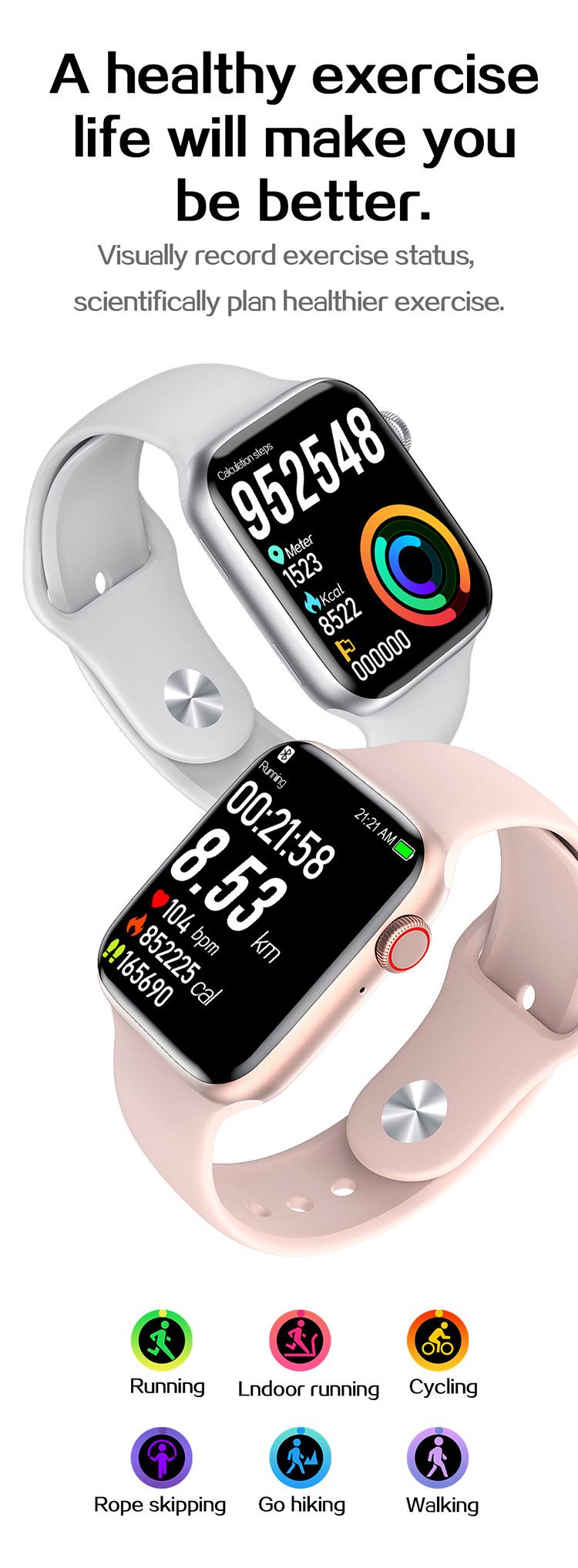 Sleep Monitoring 1.75 Inch T500 Smart Watch 200MAH 3D UI