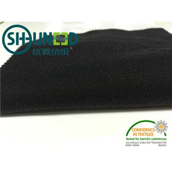 100D * 100D Plain Interlining Material 70gsm With Double Dot PA Coating