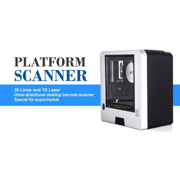 Supermarket POS Platform 1D Laser Barcode Scanner with and 15.2cm/6.0in Depth of Field