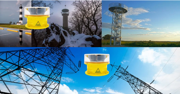 80m/s 360° LED Aviation Obstruction Light IP66 Waterproof For Wind Turbine