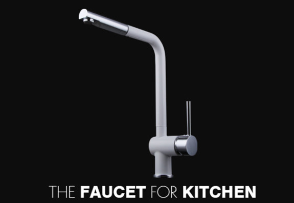 White Pull Out Rotatable Kitchen Scandinavian Copper Sink Faucet