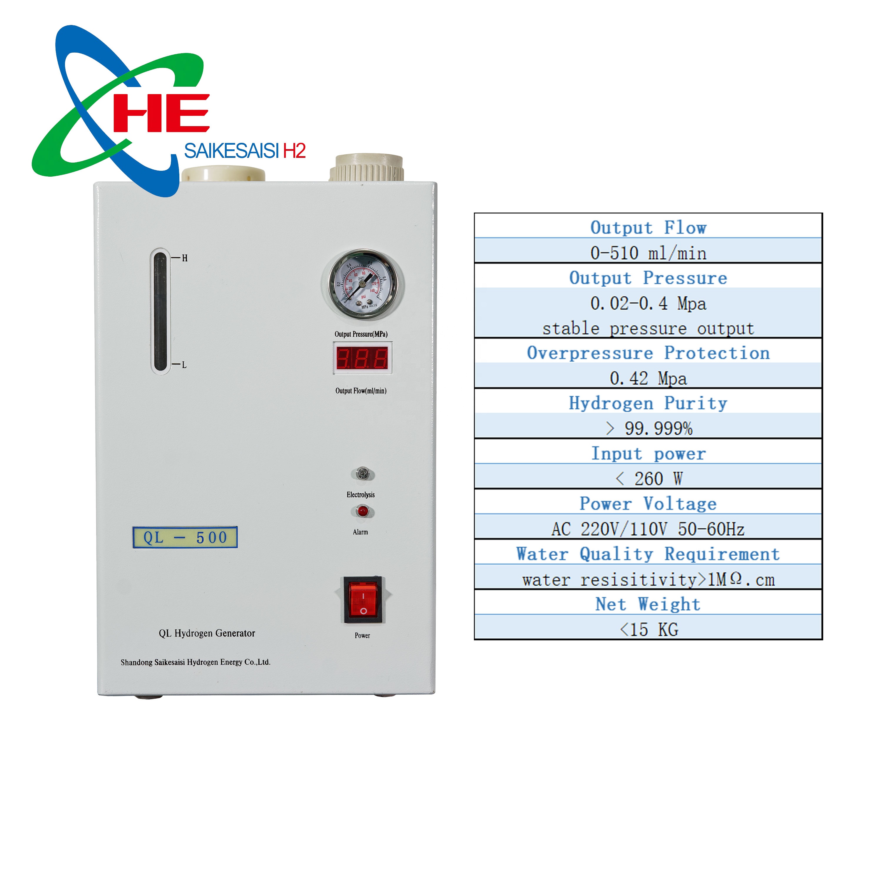 Water Technology Pem Green Hydrogen Electrolyser For GC Stable Pure Hydrogen Compact 420x227x352MM