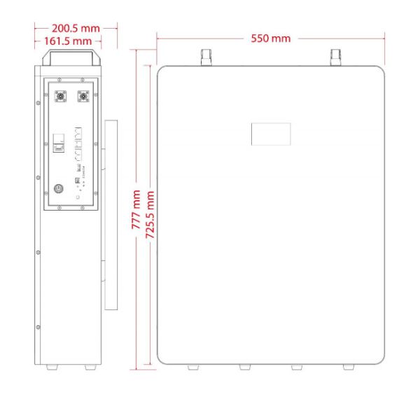 10kwh 51.2V Wall-Mounted Battery 200Ah Solar Storage Lithium Battery Nominal Capacity 20A Standrad Charge Current