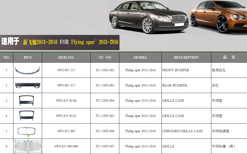 100% Tested Chrome Trim Strip Exhaust Grille for Bentley Continental Flying Spur 2013