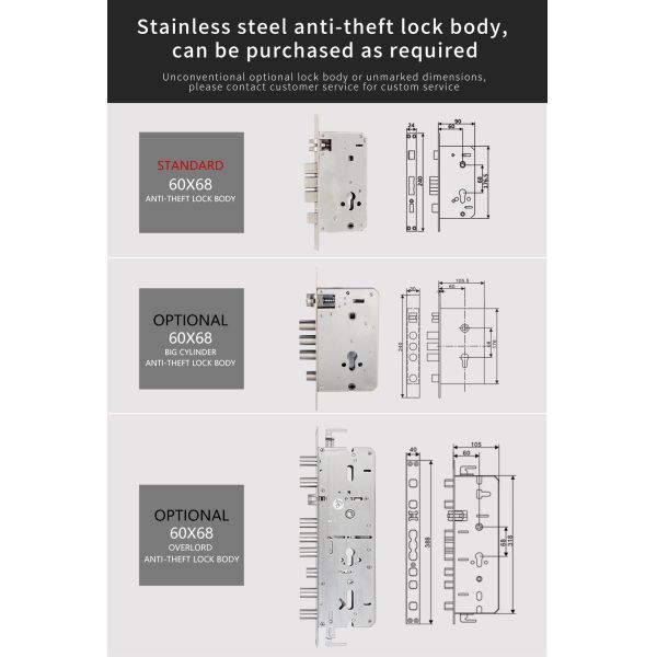 Euro Intelligent Door Lock Tuya Biometric Fingerprint Lock Black